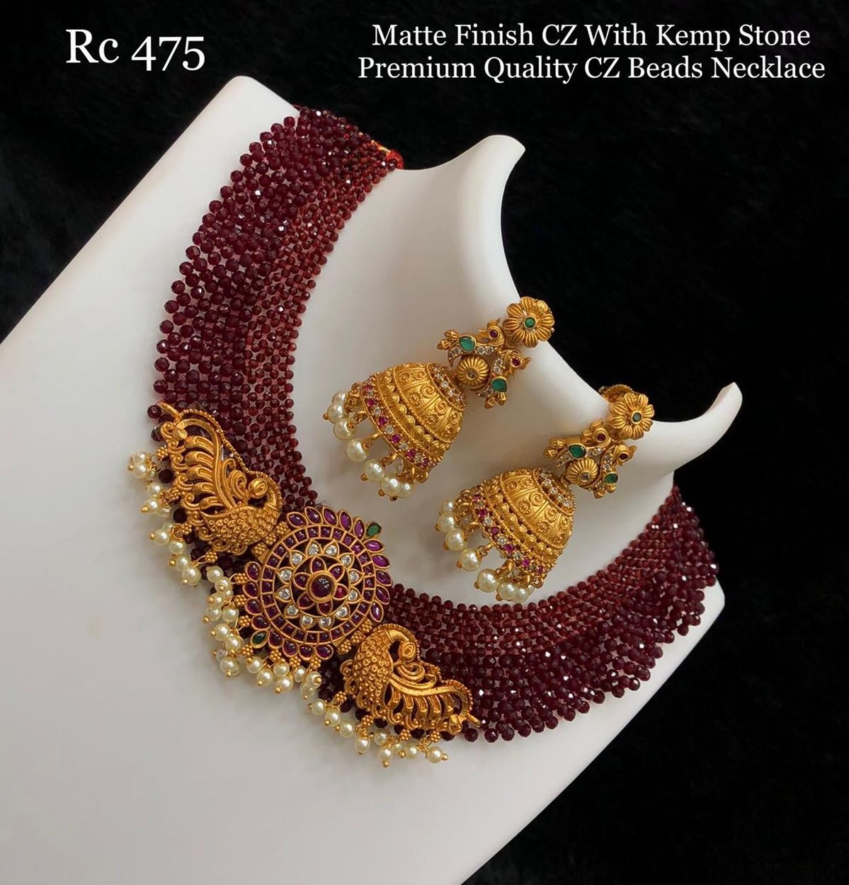Diya Super Moti with Kemp Necklace Set